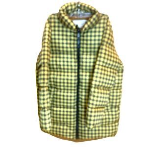 Rebecca Minkoff Puffer Jacket Coat Large Khski Black Tan Gingham Preppy NWOT